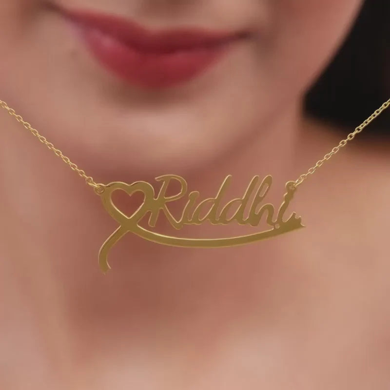 Personalized Name Pendant Necklace With Heart